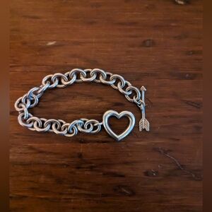 Tiffany & Co. – 1994 Collection Heart Arrow Toggle Sterling Silver Bracelet 6"